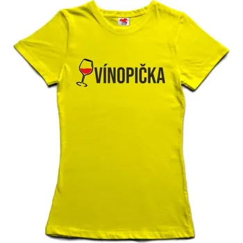 Žertovný předmět Vínopička - dámské tričko XL žlutá - yellow Černá - 402