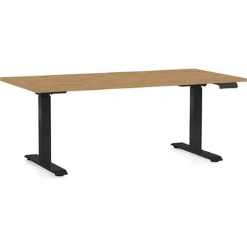 Psací stůl Výškově nastavitelný stůl OfficeTech D, 160 x 80 cm, černá podnož, dub kamenný