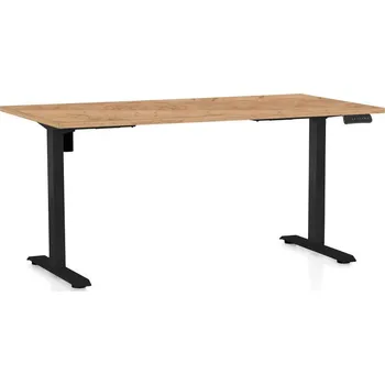 Psací stůl Výškově nastavitelný stůl OfficeTech B, 160 x 80 cm, černá podnož, dub kraft