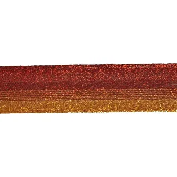 Stuha Plátnová stuha s metaloplastem a drátem, 25 mm, červeno-měděná