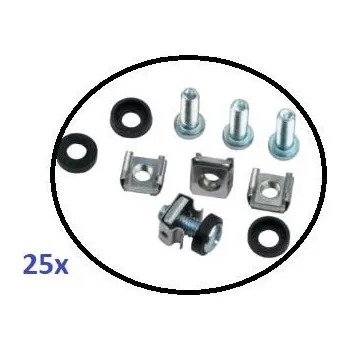 Rozvaděč Montážní sada M6 do rozvaděčů - 25ks (100x šroubek + 100x matka + 100x podložka), délka šroubu 20mm MontSada-25ks