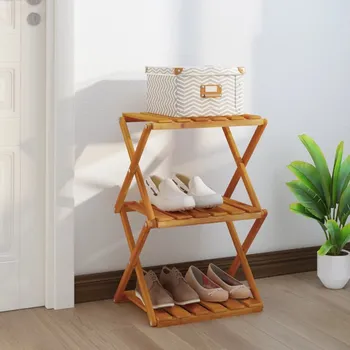 regál 3patrový skládací regál hnědý 43 x 31 x 63 cm masivní akácie Hnědá 153329