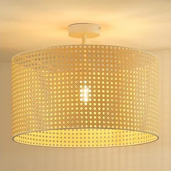 Duolla - Přisazený lustr ROLLER RATTAN 1xE27/15W/230V pr. 45 cm béžová