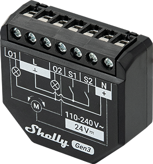 SHELLY 2PM Gen3 Spínací modul s měřením spotřeby, 2kanálový, WiFi, Bluetooth, Matter