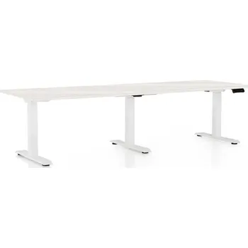 Psací stůl Výškově nastavitelný stůl OfficeTech Long, 240 x 80 cm, bílá podnož, bílý jasan