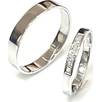 Prsten Ráj snubních prstenů | Diamantové snubní prsteny z bílého zlata - skladem - 4584