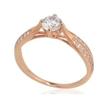 Prsten Ráj snubních prstenů | Luxusní zásnubní prsten z růžového zlata se zirkonem - 4171