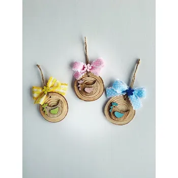 Velikonoční dekorace BRIMOON Tři slepičky závěsná dekorace