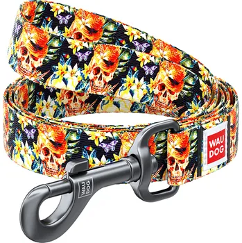 Vodítko pro psa WAUDOG vodítko nylonové Elegantní lebka (122cm/1,5cm)