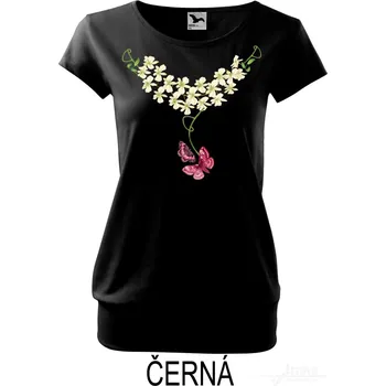 Dámské tričko Dámské tričko volný střih, Motýlí náhrdelník Barva: Černá, Velikost: XXXL