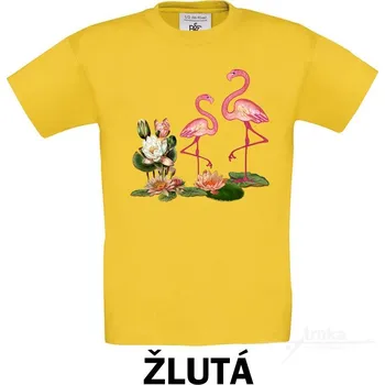 Dětská móda Tričko dětské KR, Plameňáci Barva: Žlutá, Velikost: 134