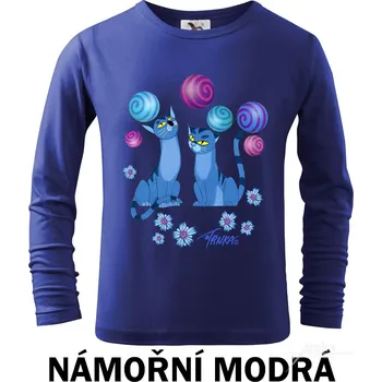 Tričko dětské DR, Kočky modré Barva: Námořní modrá, Velikost: 134