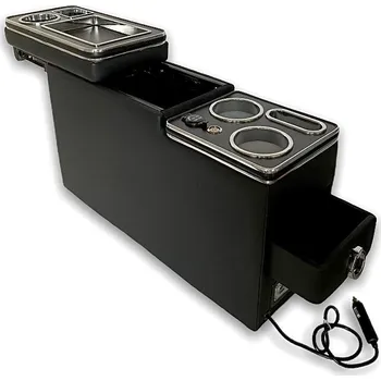 Příslušenství ke karavanu Multifunkční středová konzole pro VW Crafter s úložným prostorem, USB, 12V podsvícená, černá