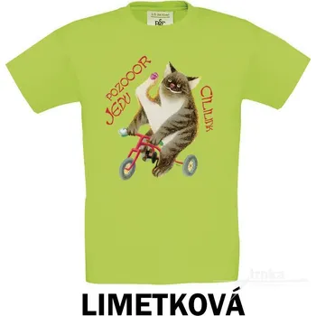 Tričko UNI Kocour pozor jedu Barva: Limetková, Velikost: XS