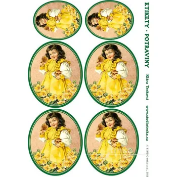 Speciální papír Samolepicí etikety bez nápisů, petrklíče, 1 arch