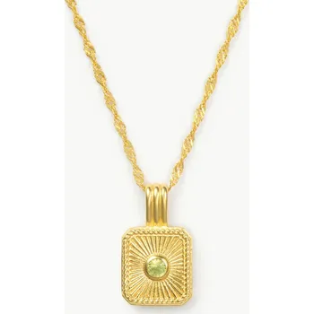 Řetízek Náhrdelník s přívěskem Zodiac & Birthstone – Lev / Olivín