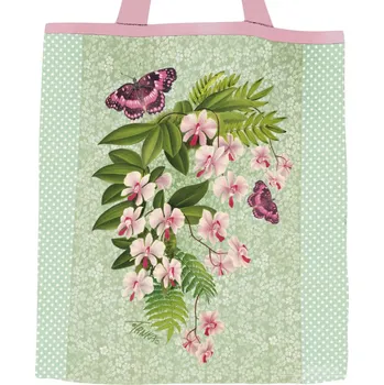 Nákupní taška Plátěná nákupní taška, Orchideje milují motýli v zeleném puntíku