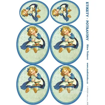 Speciální papír Samolepicí etikety bez nápisů, čaj o páté, 1 arch