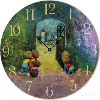 Hodiny Nástěnné dřevěné hodiny - Otevřená branka do Zahrady 2, Jiří Trnka