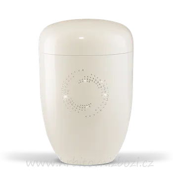 Smuteční dekorace Exkluzivní ocelová urna bílá Swarovski elements 27.5 cm bílá