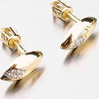 Náušnice Dámské náušnice žluté zlato 585 zirkon na šroubek 42-32298