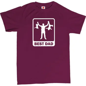 Žertovný předmět Best Dad - pánské tričko s potiskem L vínová - burgundy Bílá - 401