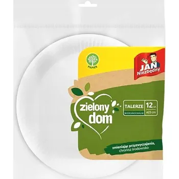 Talíř Papírové talířky Jan Niezbędny Zelený Dom 23 cm bílé 12 kusů