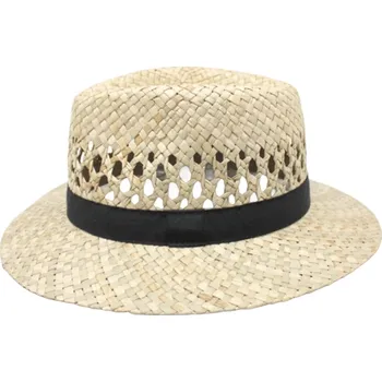 Klobouk Slaměný klobouk s černou stuhou - Fedora Velikost: 59 cm (L)