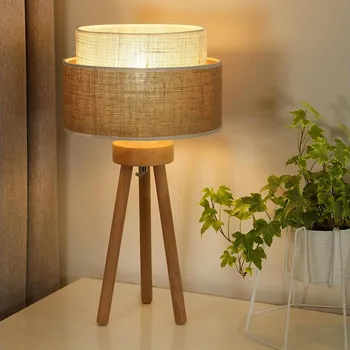 Lampička Duolla - Stolní lampa YUTE BOHO 1xE27/15W/230V pr. 25 cm hnědá/krémová