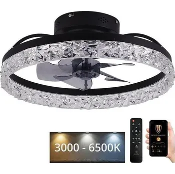 LED Stmívatelné stropní svítidlo s ventilátorem LED/35W/230V 3000-6500K černá+DO