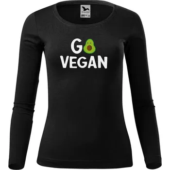 Dámské tričko DOBRÝ TRIKO Dámské triko s potiskem Go vegan Velikost: 3XL, Barva: Černá