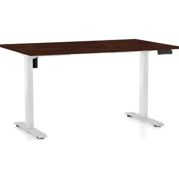 Psací stůl Výškově nastavitelný stůl OfficeTech B, 140 x 80 cm, bílá podnož, wenge