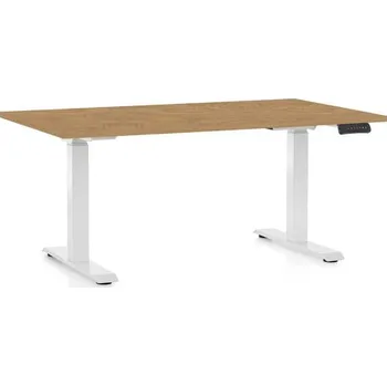 Psací stůl Výškově nastavitelný stůl OfficeTech C, 120 x 80 cm, bílá podnož, dub kamenný