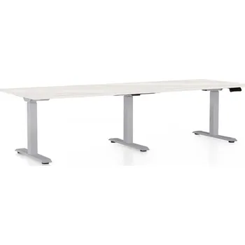 Psací stůl Výškově nastavitelný stůl OfficeTech Long, 240 x 80 cm, šedá podnož, bílý jasan
