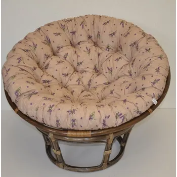 Křeslo Axin Trading s.r.o. Ratanový papasan 110 cm hnědý polstr levandule