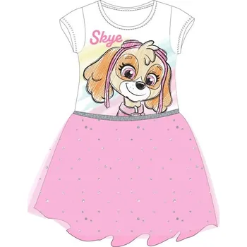 Dívčí šaty Paw patrol Dívčí šaty TLAPKOVÁ PATROLA SKYE tyl vrstva bílorůžové Velikost: 104
