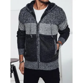 Pánský svetr Pánský zateplený svetr s kapucí šedý
