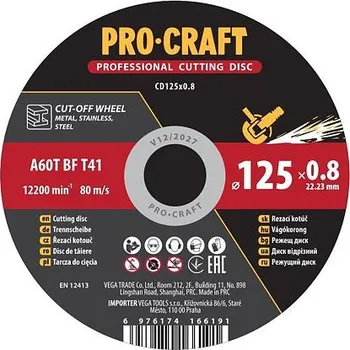 Řezný kotouč Řezný kotouč Procraft CD125x0.8