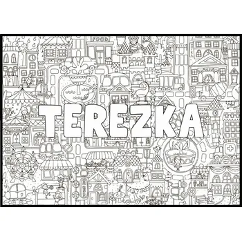 Plakát Jen tak z lásky Plakátová omalovánka se jménem 50x70 cm Varianta omalovánky: Městečko