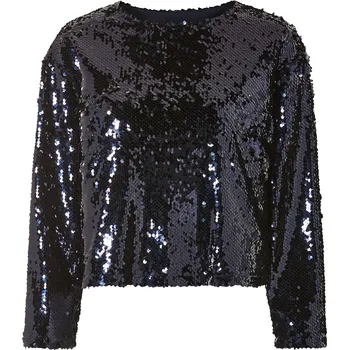 esmara® Dámské triko s flitry (L(44/46), navy modrá)