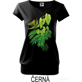 Dámské tričko Dámské tričko volný střih, Kapka rosy pro kolibříka Barva: Černá, Velikost: XL