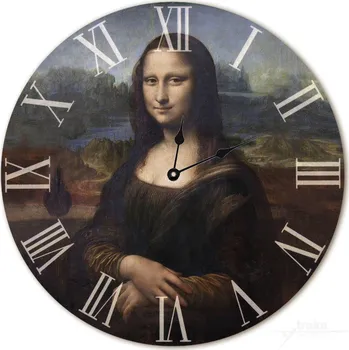 Hodiny Nástěnné dřevěné hodiny - Leonardo da Vinci, Mona Lisa