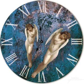 Hodiny Nástěnné andělské hodiny - Andělé v souznění v modré