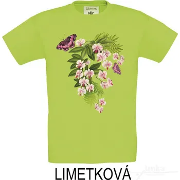 Dětské tričko KR, Orchidej milují i motýli Barva: Limetková, Velikost: 146