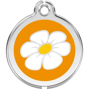 psí známka Red Dingo známka – Daisy Flower Orange – Sedmikráska oranžová velikost známky M - 30 mm