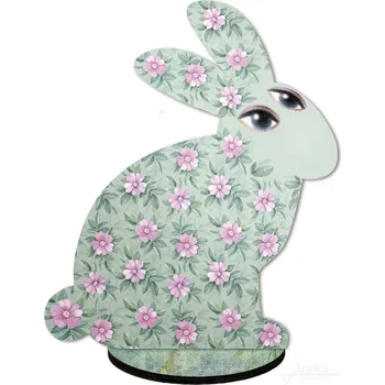 Velikonoční dekorace Dřevěný zajíc levý, Samá kytička