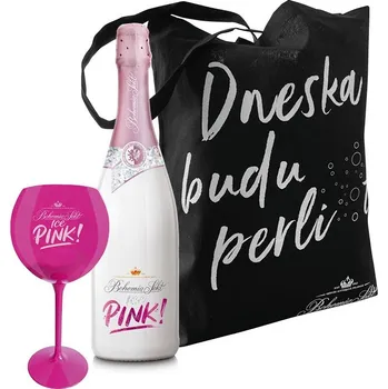 Dárkový set s růžovou sklenkou Bohemia Sekt Ice PiNK!