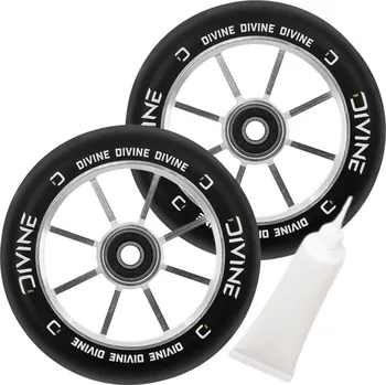 Kolečko ke koloběžce Sada 2x Kolečko DIVINE Spoked 110mm | 88A | ABEC-11 | SILVER + Olej Divine 20ml