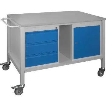 Průmyslová sponka Pojízdný montážní stůl 120x80 cm s kontejnery Z3 a D1 + doprava zdarma