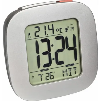 TFA 60.2542.54 - Digitální rádiem řízený budík s ukazatelem vnitřní teploty a podsvícením - stříbrný TFA60.2542.54